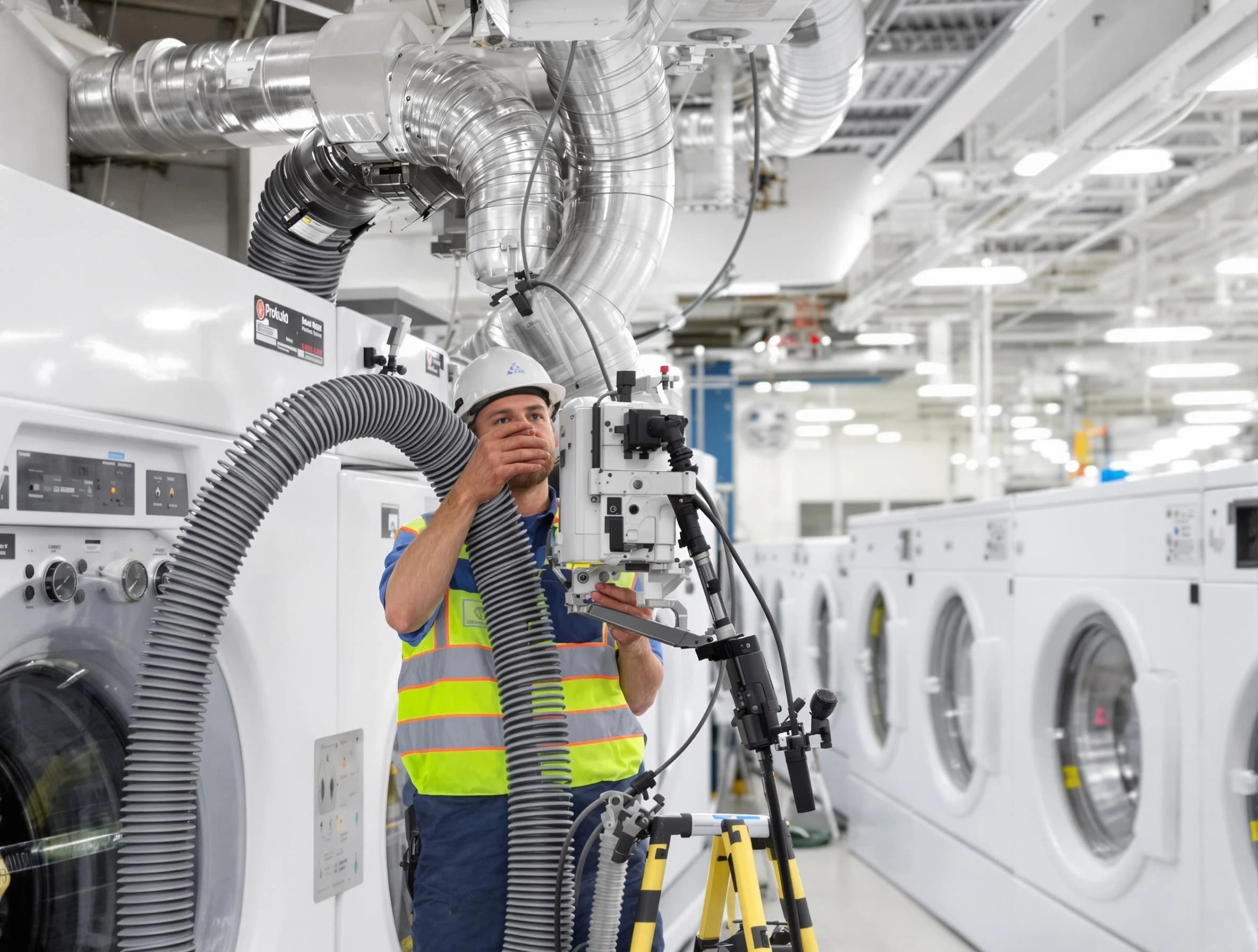 Doraville Dryer Vent Cleaning team performing commercial-grade dryer vent cleaning at a business facility in Doraville