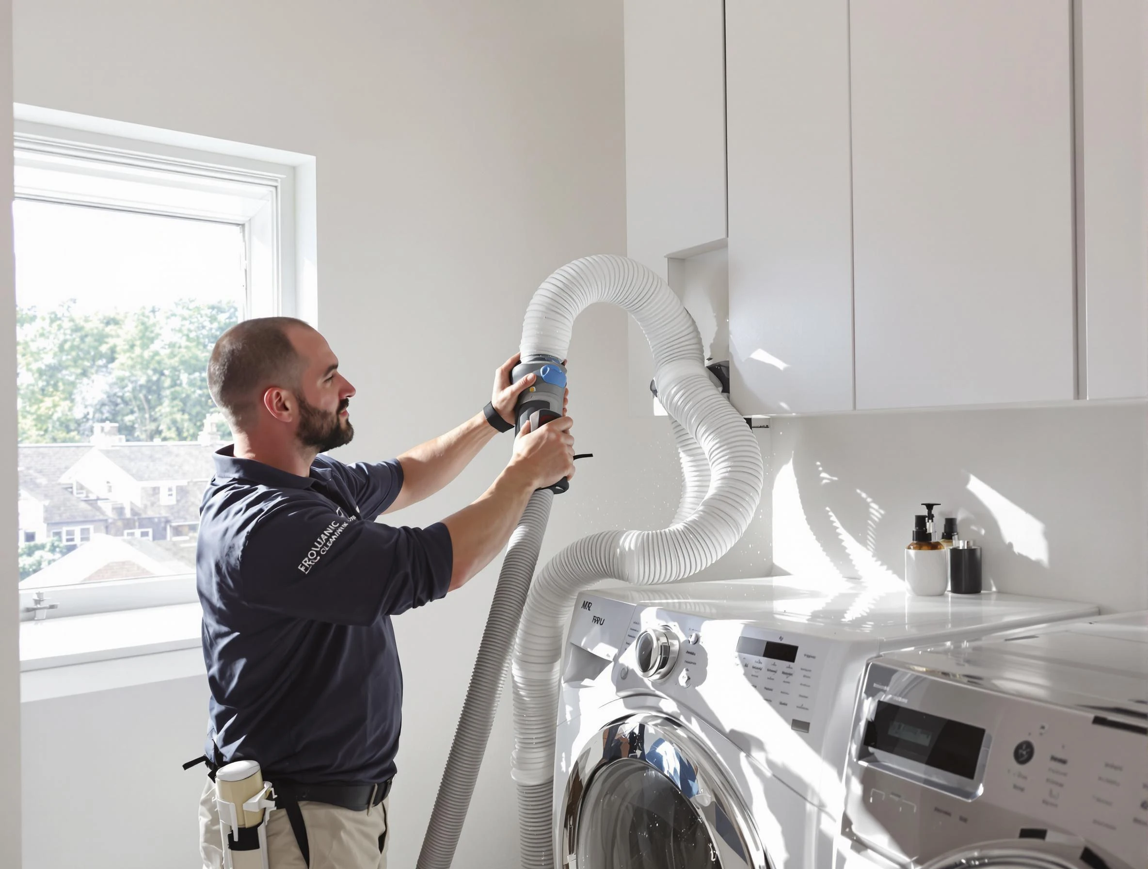 Certified Doraville Dryer Vent Cleaning technician performing dryer vent cleaning in Doraville